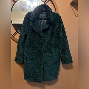 John Voss New York Green Sherpa Coat Sz L Y2K